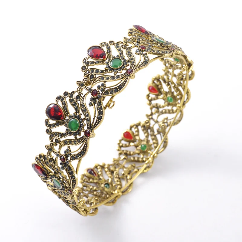 Moroccan Bride Hair Accessories Old Gold Rhinestone Vintage Tiara Wedding Headpieces for Women Crowns | Украшения и аксессуары