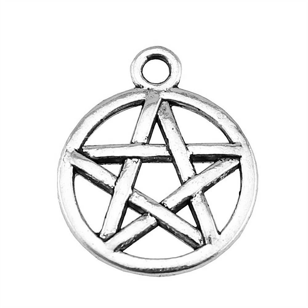20 штук амулетов из сплава пентаграммы для ожерелья, подвески на браслет, для создания ювелирных изделий своими руками, 18x20 мм.