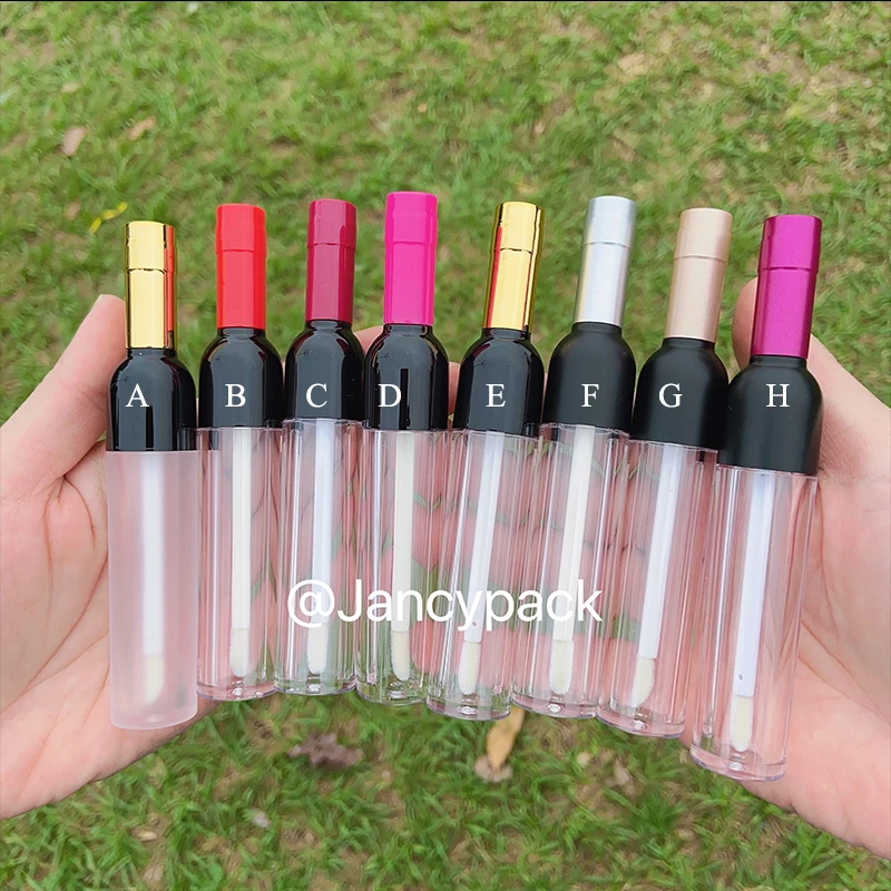 

Wine bottle shape Empty Lip Gloss Bottle,Pink cap DIY Plastic Lipgloss Tube,Beauty cosmetic packaging container