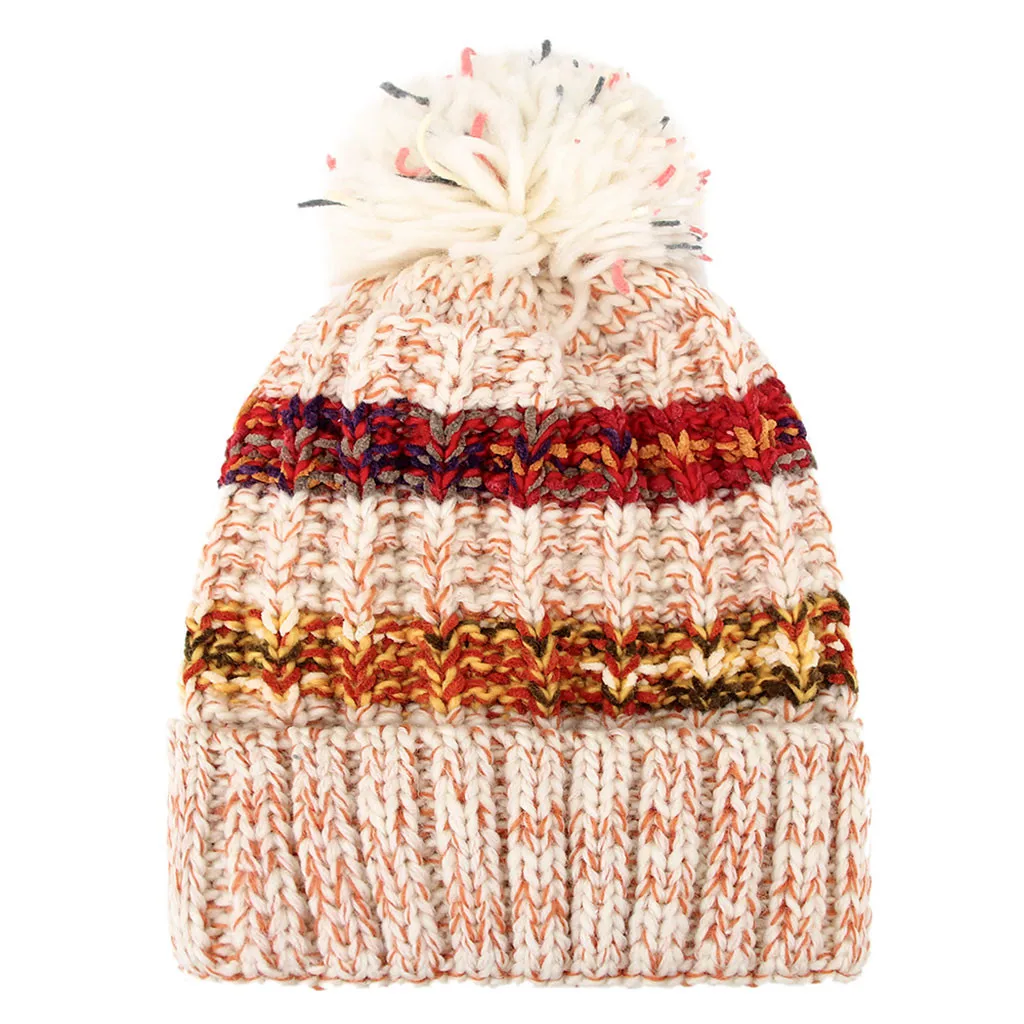 Модная вязаная шапка с помпоном бини s женская зимняя теплая однотонная плотная