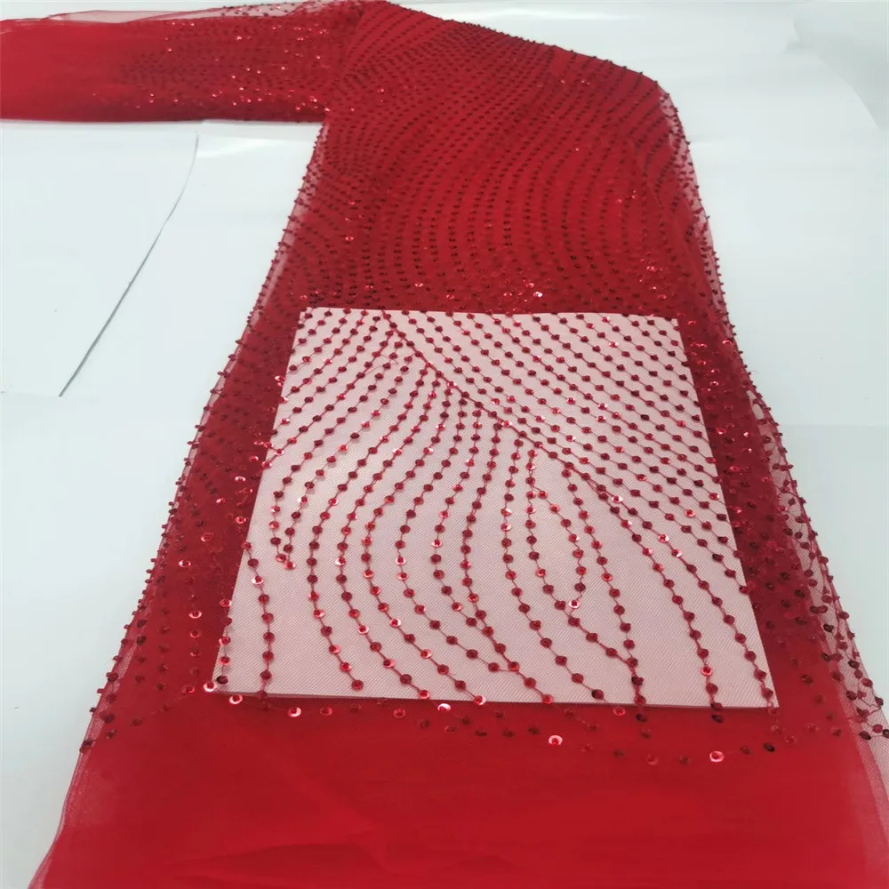 

Madison African Lace Fabric 2021 High Quality Embroidered Light Sequins 5 Yards French Tulle Nigerian Lace Fabric for Sew Cloth
