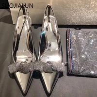 suojialun 2021 new brand women sandal women bling rhinestones butterfly knot party pump shoes elegant high heel wedding shoes