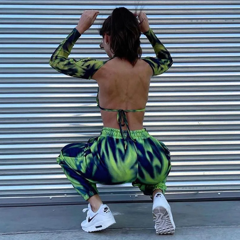 

Lace-Up Top Y2K Halter Bodycon Women Long Sleeve T-Shirt Backless Crop Tops Sexy Hollow Out High Street T-Shirts Clubwear 2021