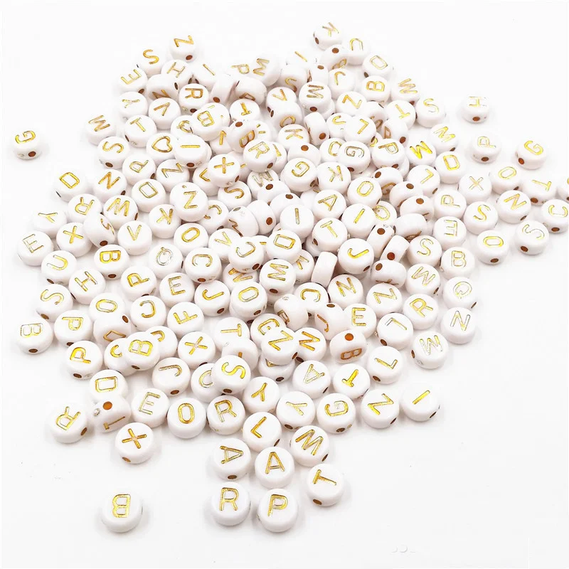 

Gold Color Acrylic Round Flat Mixed Letter Loose Spacer Random Alphabet Beads For Jewelry Making Diy Bracelet Necklace Handmade