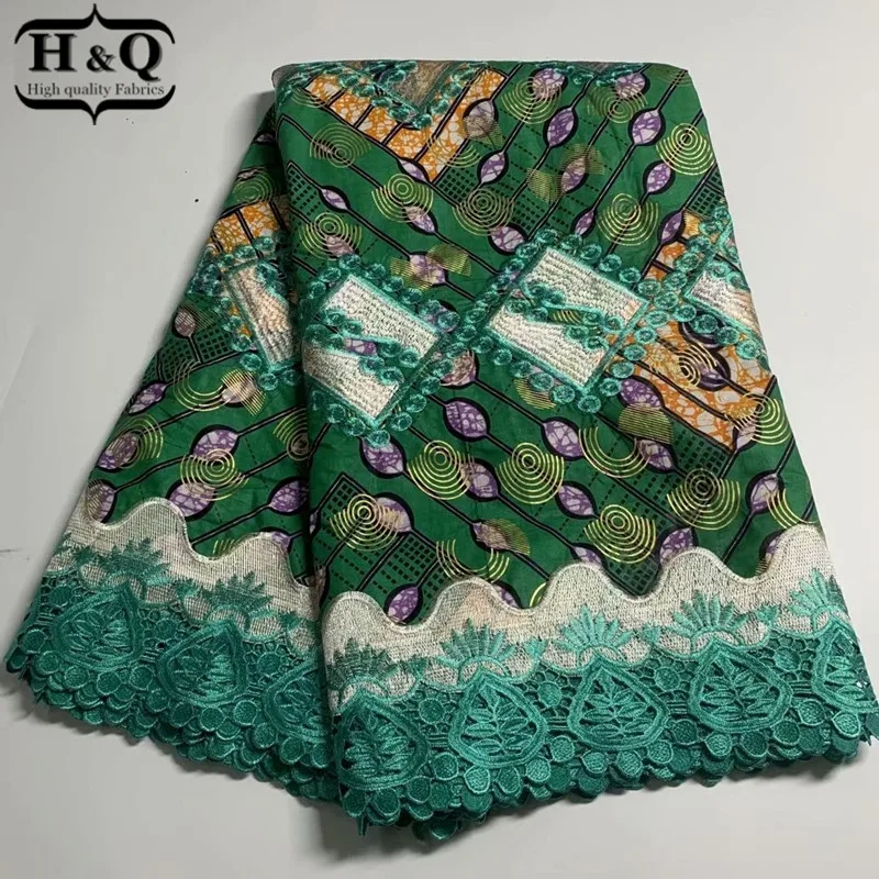

H&Q latest african batik lace wax fabric 100% cotton embroidery 6 yards/piece nigerian guipure laces water soluble fabrics H1150