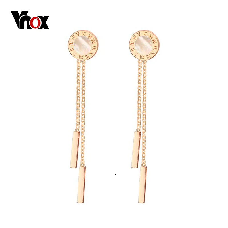 Vnox, женские серьги-капли в римском стиле, модные длинные серьги в виде ракушки, розовое золото, женские серьги