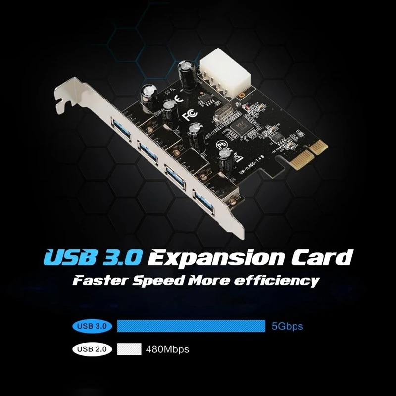 Плата расширения PCI Express на 4 порта USB3.0 адаптер с большим контактным интерфейсом