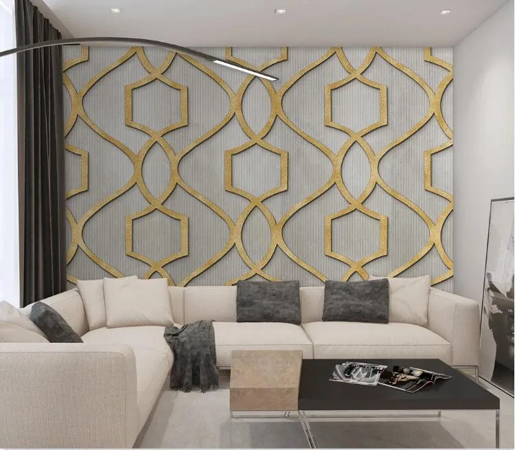 3D абстрактная золотая полоса Геометрическая фотобумага настенная бумага для