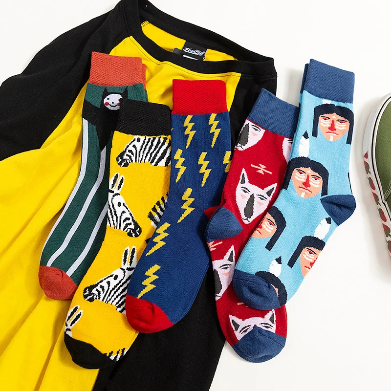 Европейский и американский мультфильм Lightning Зебры Женские носки из хлопка