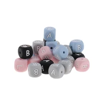 100pcs baby silicone letter beads baby teether food grade silicone beads for diy baby teething necklace bap free alphabet 12mm