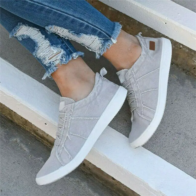 Женские парусиновые кроссовки на плоской подошве повседневная износостойкая