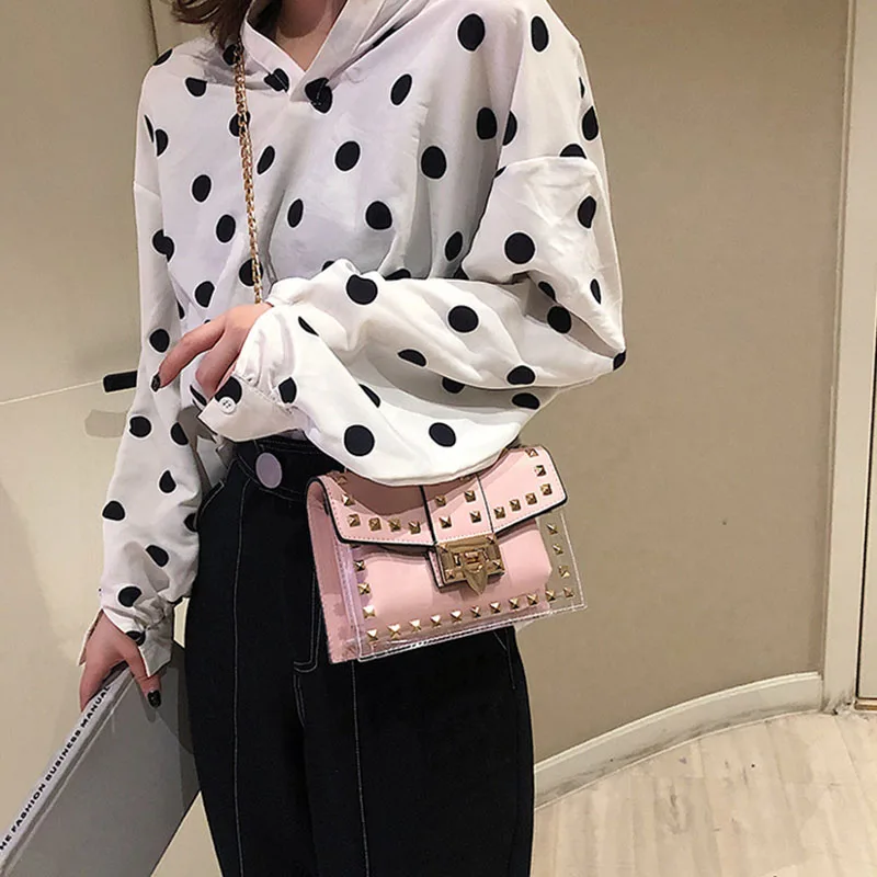 Маленькая прозрачная брендовая дизайнерская женская сумка мессенджер с