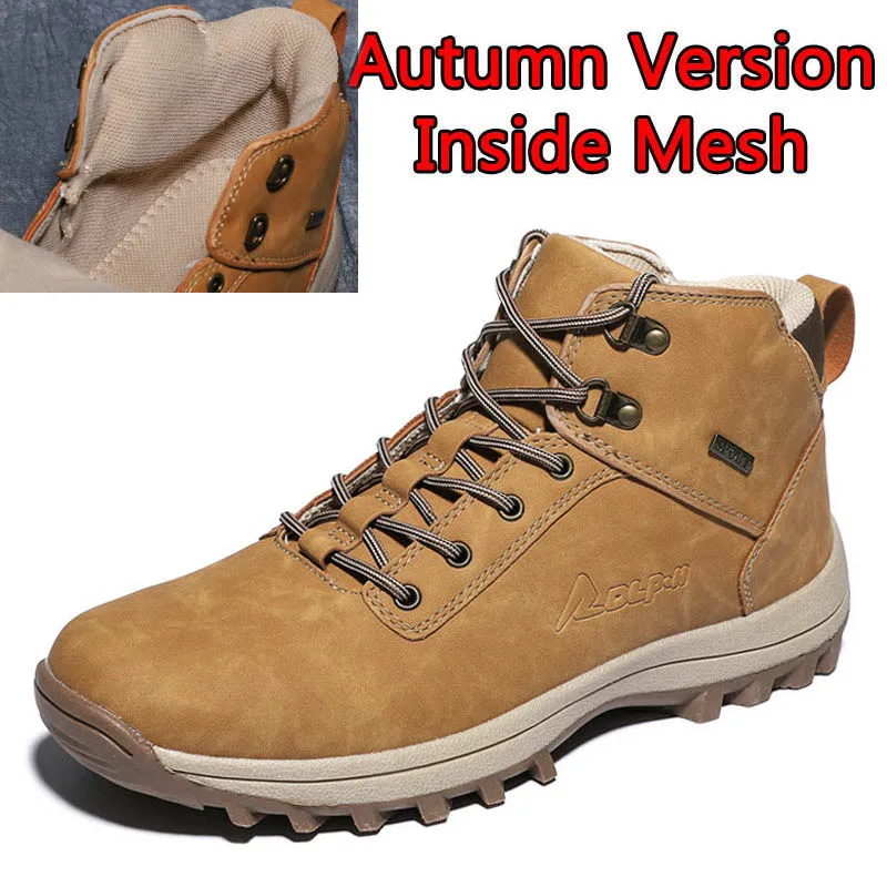 Autumn Light Brown SURGUT/ г.; модные зимние ботинки для мужчин; мужская повседневная обувь для взрослых; качественная резиновая обувь с высоким берцем; очень теплые плюшевые ботильоны - Color: Autumn Light Brown