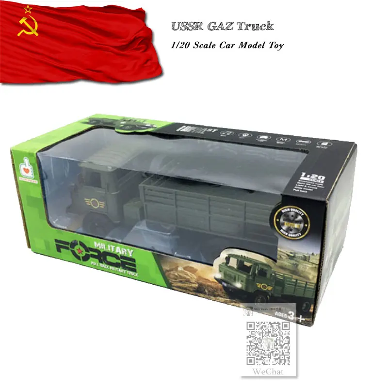 1/20 масштабная модель автомобиля, игрушки Второй мировой войны, GAZ, грузовик, звук и светильник, литая под давлением, металлическая модель автомобиля, игрушка для коллекции, подарка, детей
