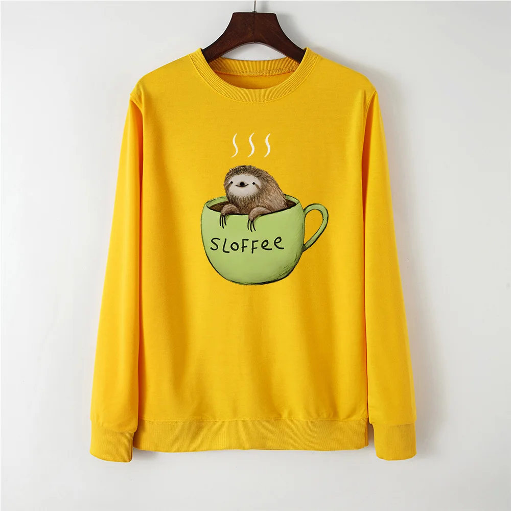 Костюм платье Ленивец Кофе круглый вырез с длинным рукавом толстовки Kpop Sudadera Mujer