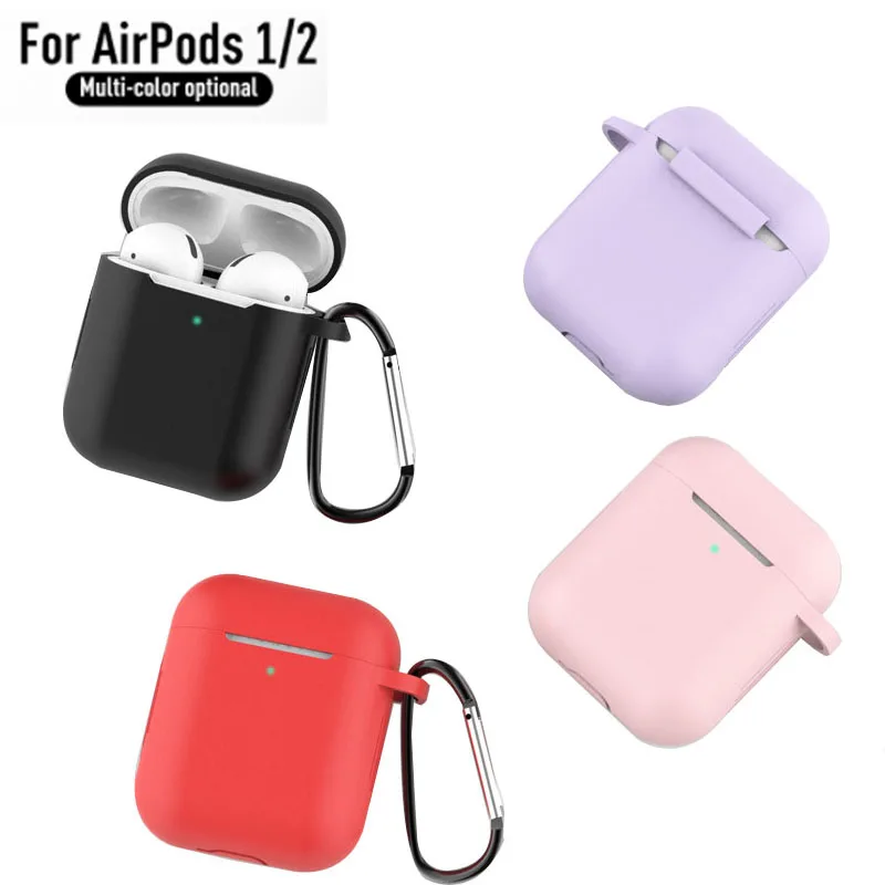 

Силиконовый чехол из ТПУ для беспроводных наушников с Bluetooth для Apple AirPods, защитный чехол, Ультратонкий чехол, зарядный бокс с крючком