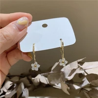 zdmxjl new 2021 trend fashion women earring fine sweet chain flower zircon hoop earrings for wommen jewelry girl gifts wholesale