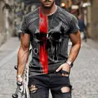 Футболка мужская с 3D-принтом черепа, модная дышащая спортивная рубашка с коротким рукавом, топ в стиле унисекс, уличная одежда, лето