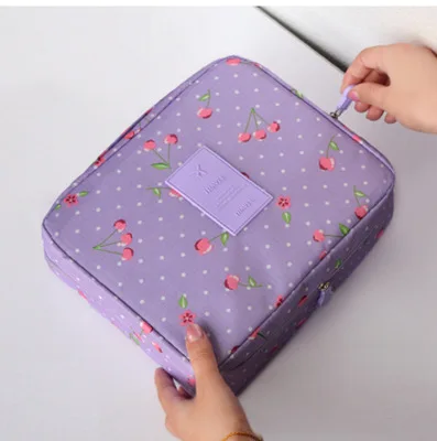 Multifunction Travel Cosmetic Bag Women Makeup Bags Toiletries Organizer Waterproof Female Storage Make Up Cases Wholesale - Цвет: Purple cherry