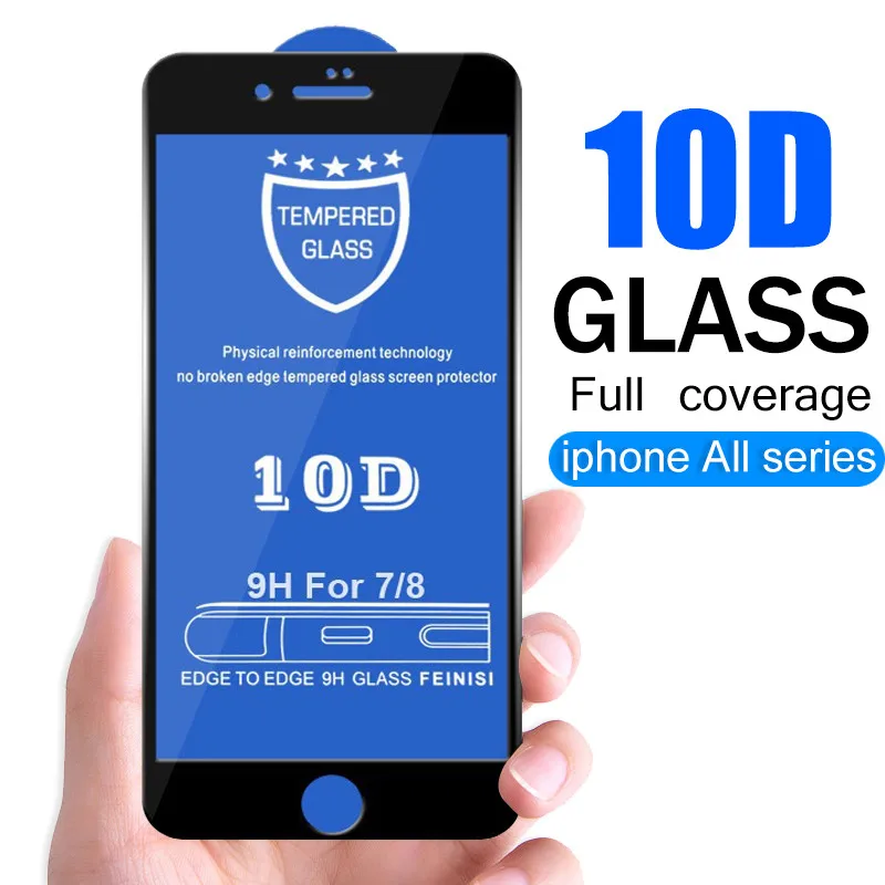 10D полное покрытие Защитное стекло для iphone 6 6S 7 8 plus X XR XS MAX на защита экрана |