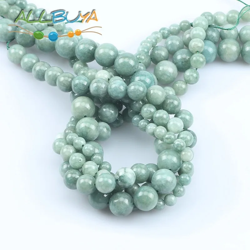 6 8 10 12 мм бусины из натурального камня гладкие зеленые бирманские нефрита для