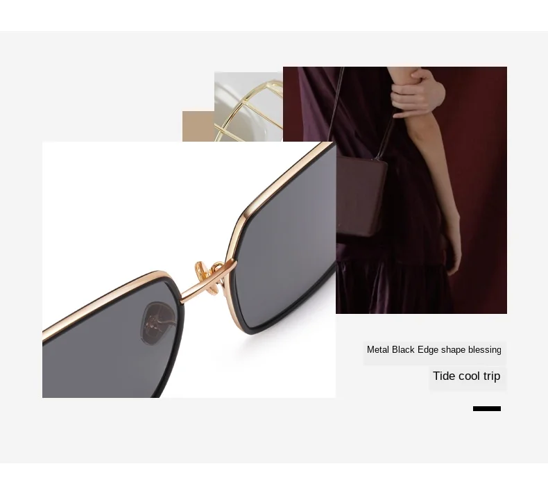 PARZIN New Sunglasses Women Big Metal Frame Sun Glasses For Women Fashion Colorful Ladies Shades Eyewear 8280