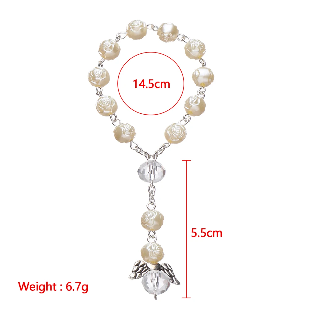 1 шт слоновой кости Цвет подарки на крещение с ангелами мини четки позолоченный