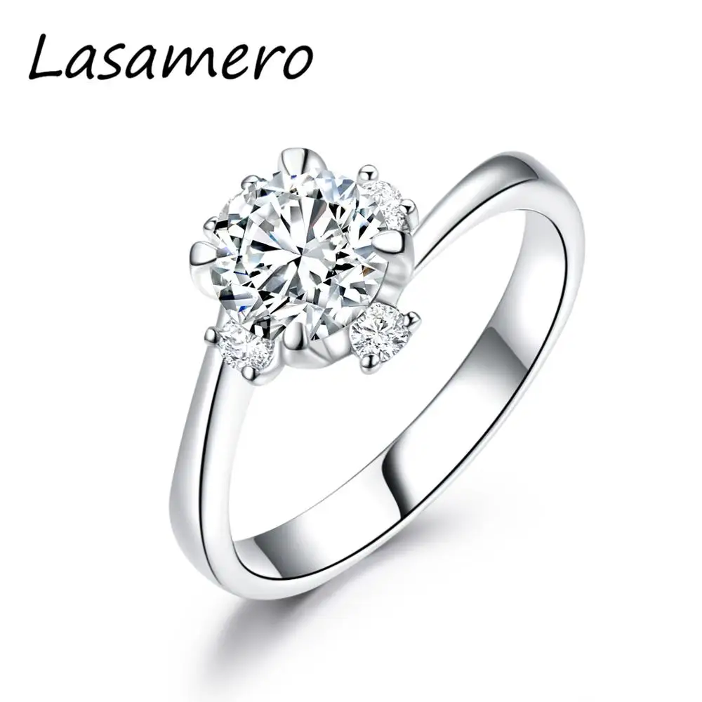 LASAMERO уникальное кольцо ручной работы 6 5 карат круглой огранки мм бесцветные