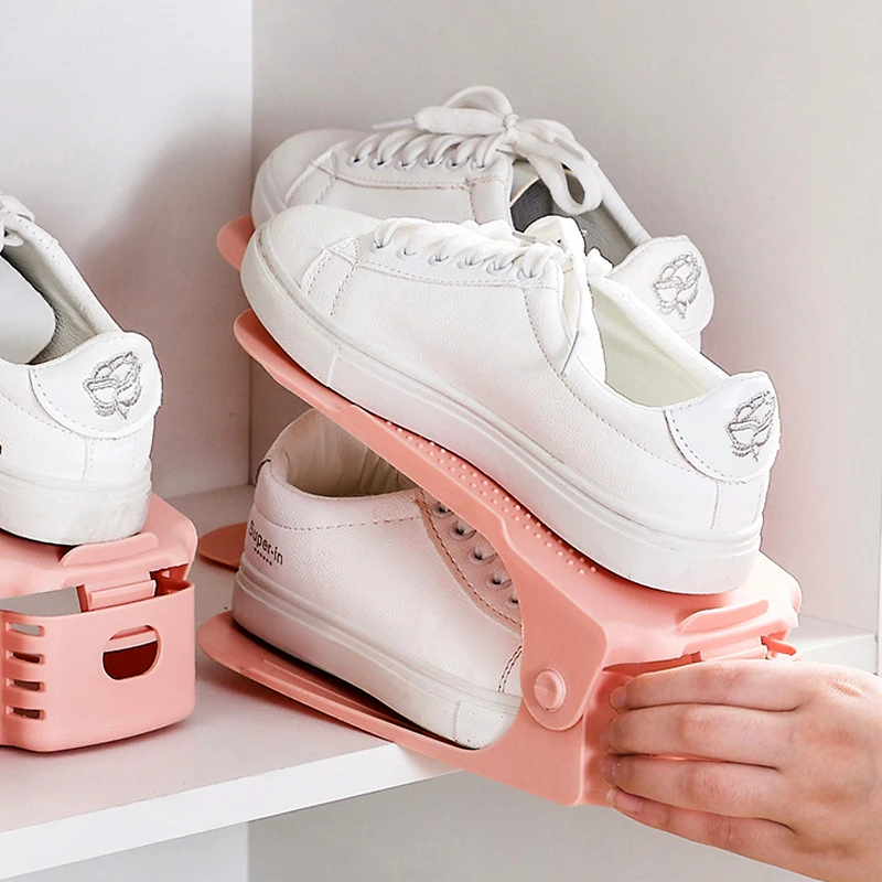 10 шт. Двухуровневая регулируемая стойка для хранения обуви|Полки и органайзеры