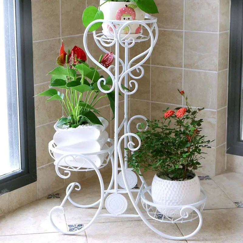 Европейская Цветочная стойка железная Арт многослойная напольная для балкона