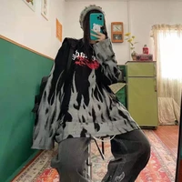 houzhou harajuku gothic t shirt women 2021 autumn long sleeve tees black dark oversize kpop t shirts hip hop clothes streetwear