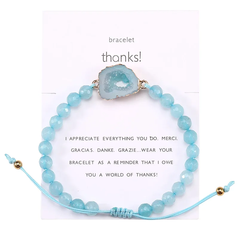 2021 New Colorful Natural Stone Strand Bracelet for Women Adjustable String Resin Druzy Beaded Bracelets Fashion Jewelry Gifts | Украшения