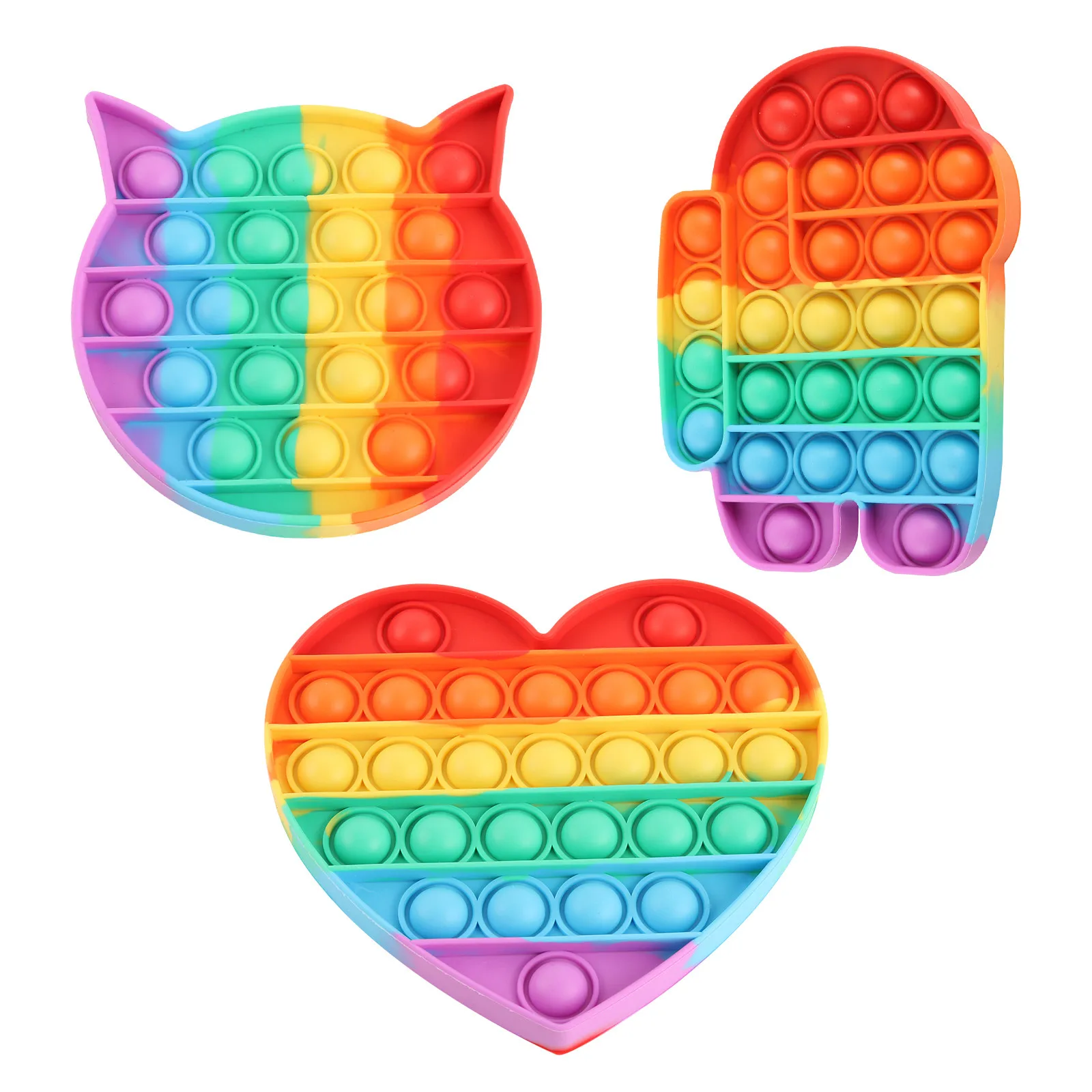 

3PC Rainbow Pops Its Fidget Toys Push Pops Bubble Sensory Popet Fidget Toy Autism Special Needs Stress Reliever Toys Brinquedos