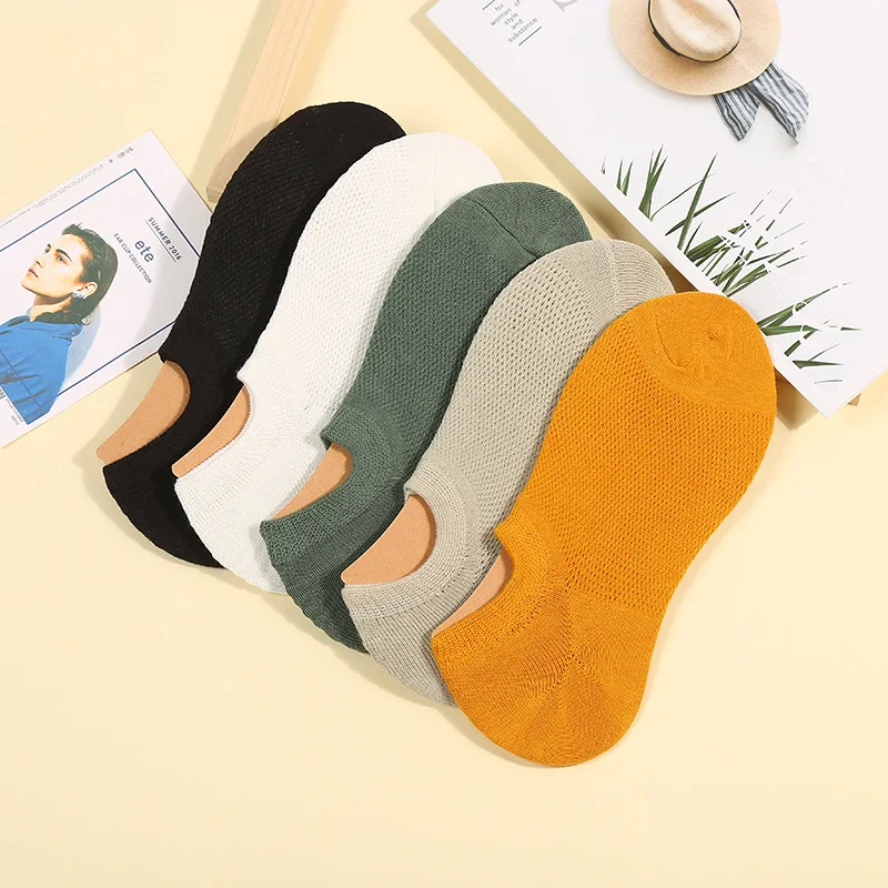 

Summer New Men's Adult Pure Color Shallow Mouth All-match No-Show Socks Sweat-Absorbent Breathable Cotton Short Socks