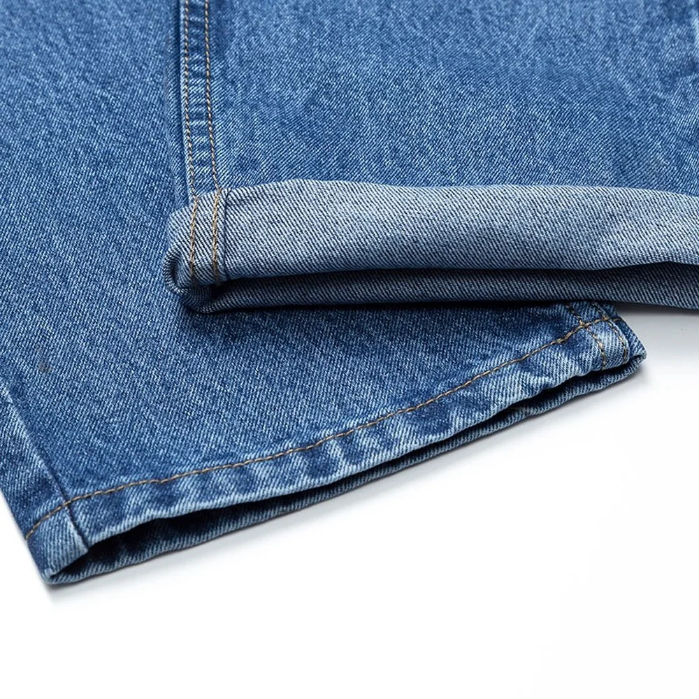 100% хлопок мужские повседневные джинсовые брюки весна-осень длинные синие прямые