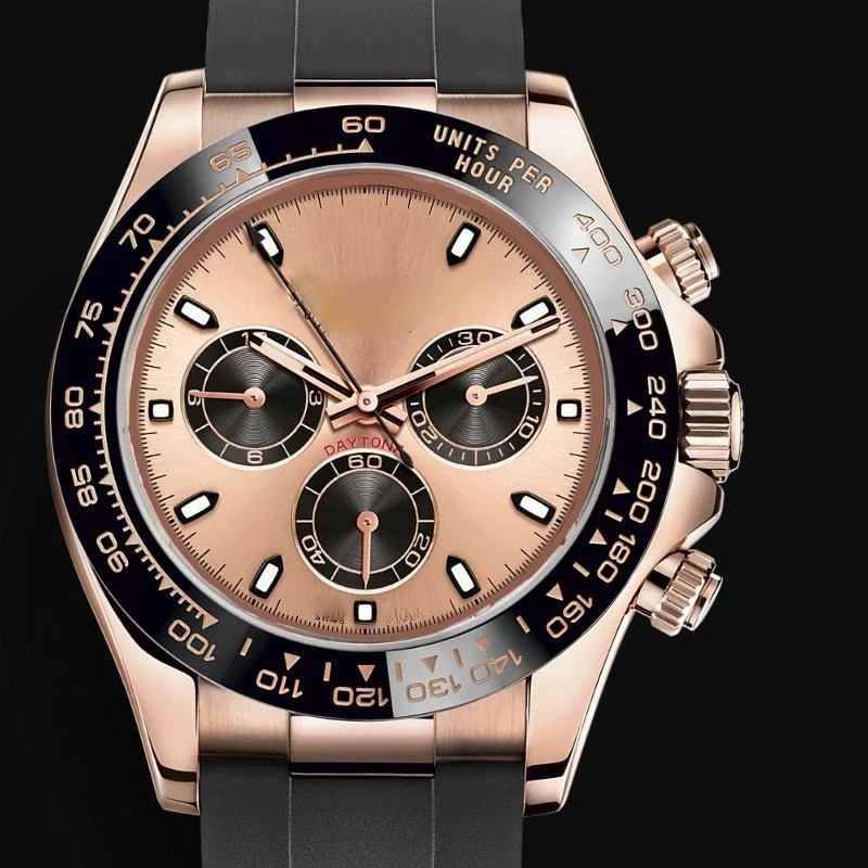 

Luxury New Men's Automatic Mechanical Ceramic Bezel Watch 116519 Yellow Gold Stainless Steel Movement Black RUbber Sport Watches