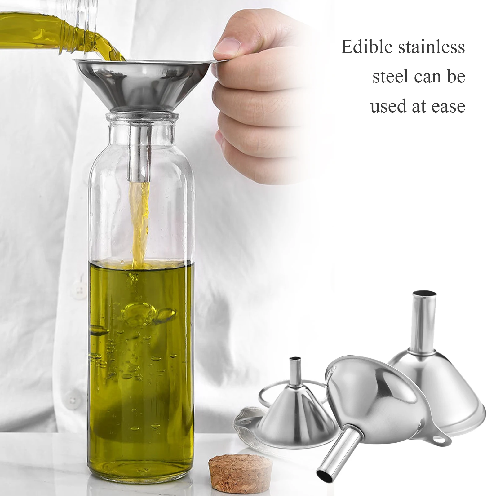 

3Pcs/set Stainless Steel Funnel Portable Cone Funnel Pour Oil Wine Liquid Hopper Multi-Use Kitchen Funnel for Liquid Oils Powder