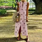 Платье ZANZEA женское в богемном стиле, повседневный длинный сарафан без рукавов, кафтан с разрезом, в стиле оверсайз, лето 2019