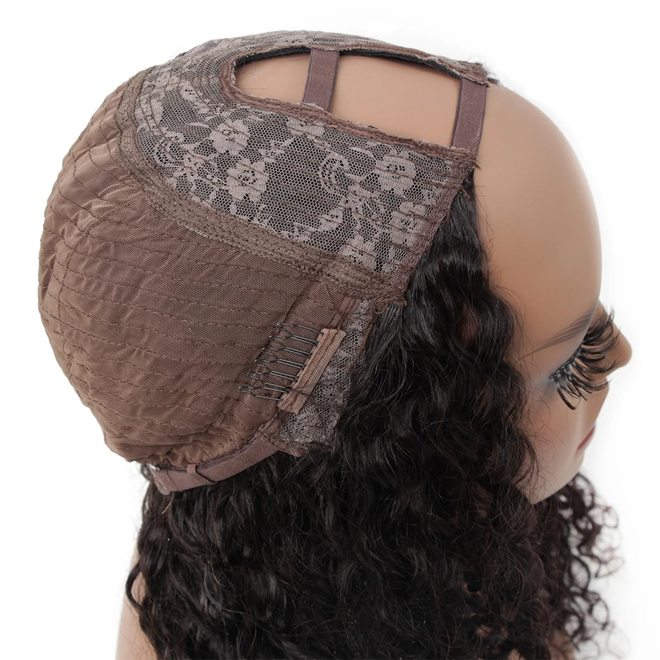 

GLOSSY Glueless Water Wave U Part Wigs 150 180 Density Brazilian Remy Human Hair Wigs Middle Flawless Upart Wigs for Black Women