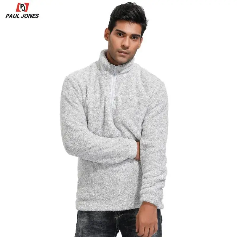 Мужской флисовый пуловер PAUL JONES с длинным рукавом и стоячим воротником толстовка