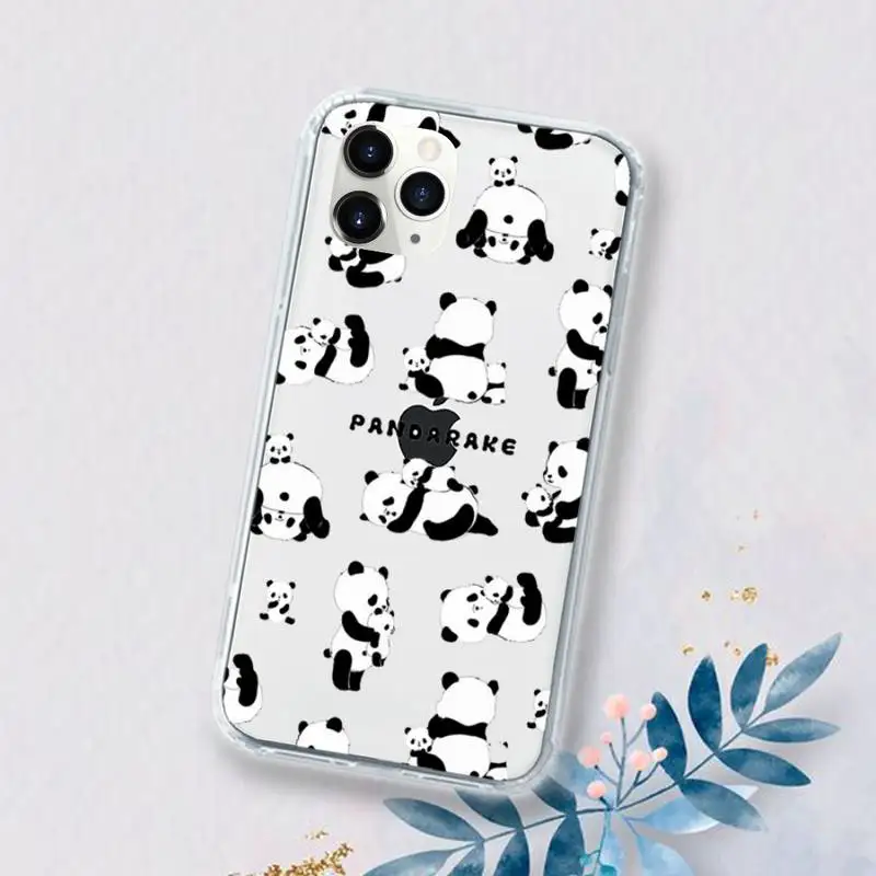 

Cute Cartoon panda Phone Case Transparent for iPhone 11 12 mini pro XS MAX 6 6S 8 7 Plus X 5S SE 2020 XR