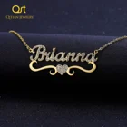 Ожерелье с персонализированным именем в форме сердца для женщин, Золотая подвеска из нержавеющей стали с блестками, персонализированное ожерелье со стразами