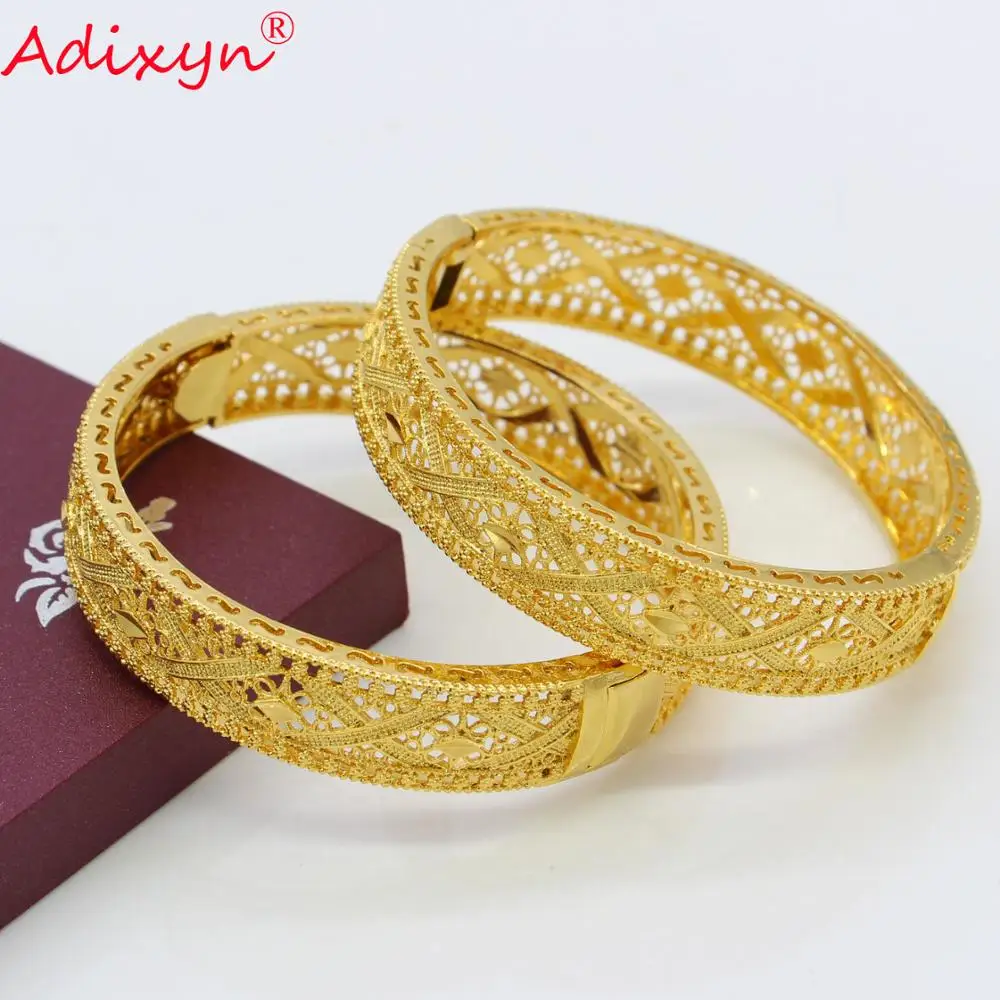 Adixyn изысканный узор Браслет-манжета для женщин/мужчин Золотой Дубай браслет свадебное украшение подарки N080825