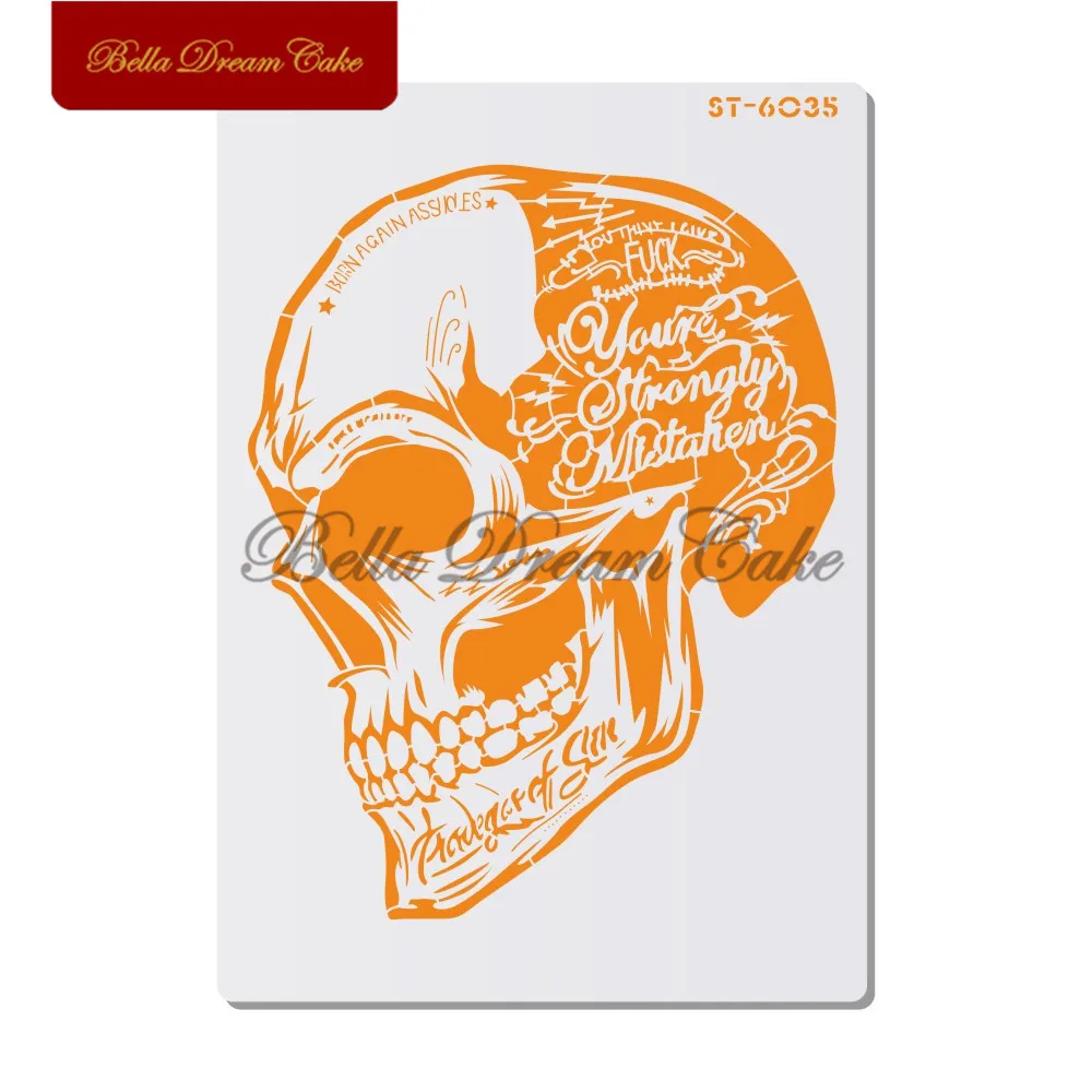 Трафареты Hollween с рисунком черепа для торта, настенные трафареты для творчества, домашний декор, скрапбукинг, картина, фототрафареты, шаблон