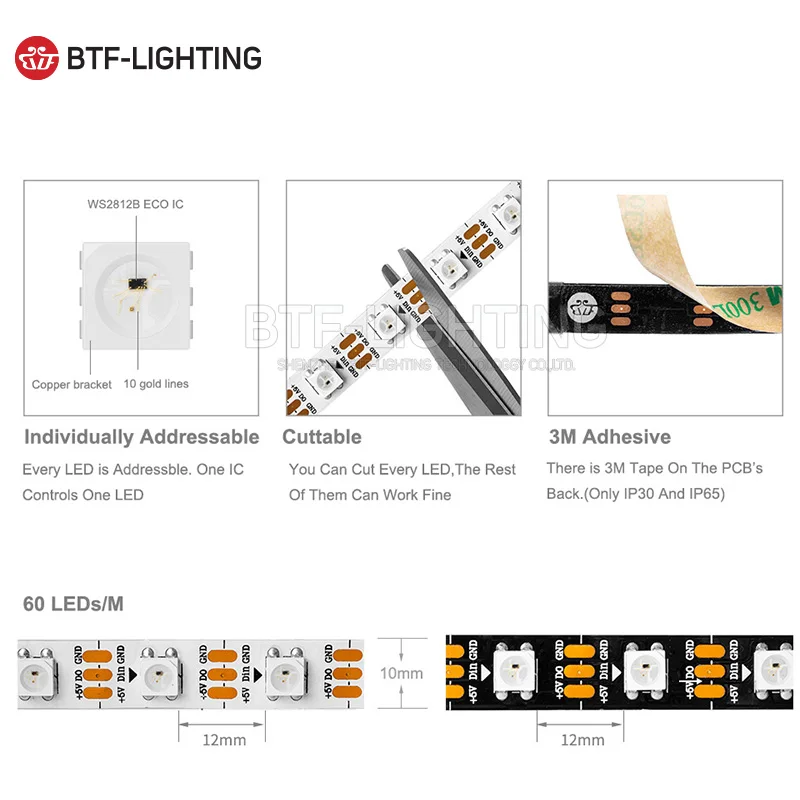 WS2812B адресуемый цифровой светильник Светодиодная лента для ПК MSI 1 м 60 светодиодов