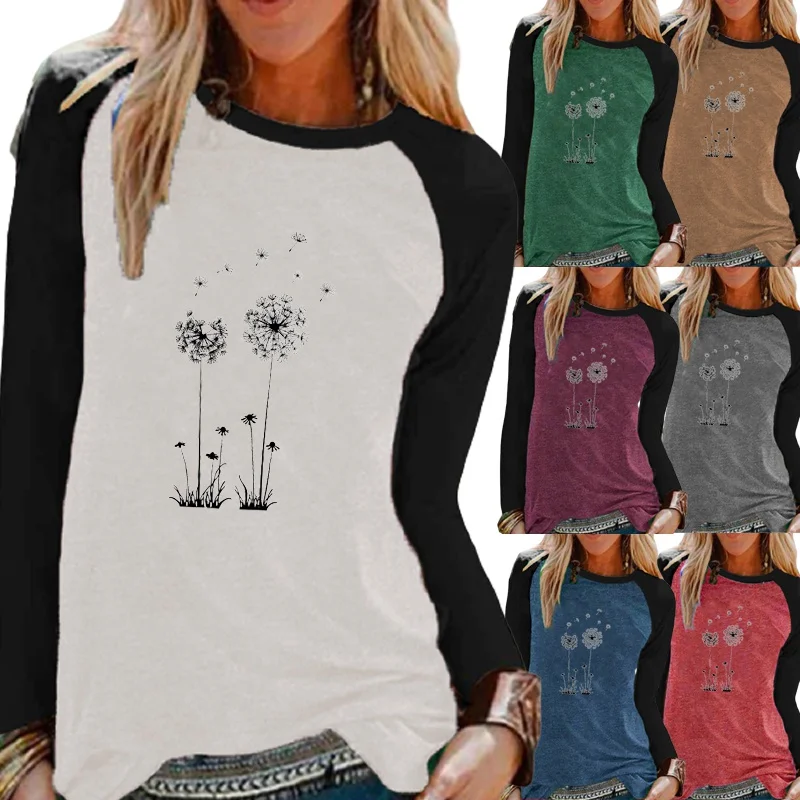 Осенняя модная женская повседневная одежда с длинным рукавом свободная футболка