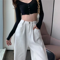 chic jeans women autumn straight loose pant buckle adjustable waist y2k jeans aesthetic grunge clothes high street