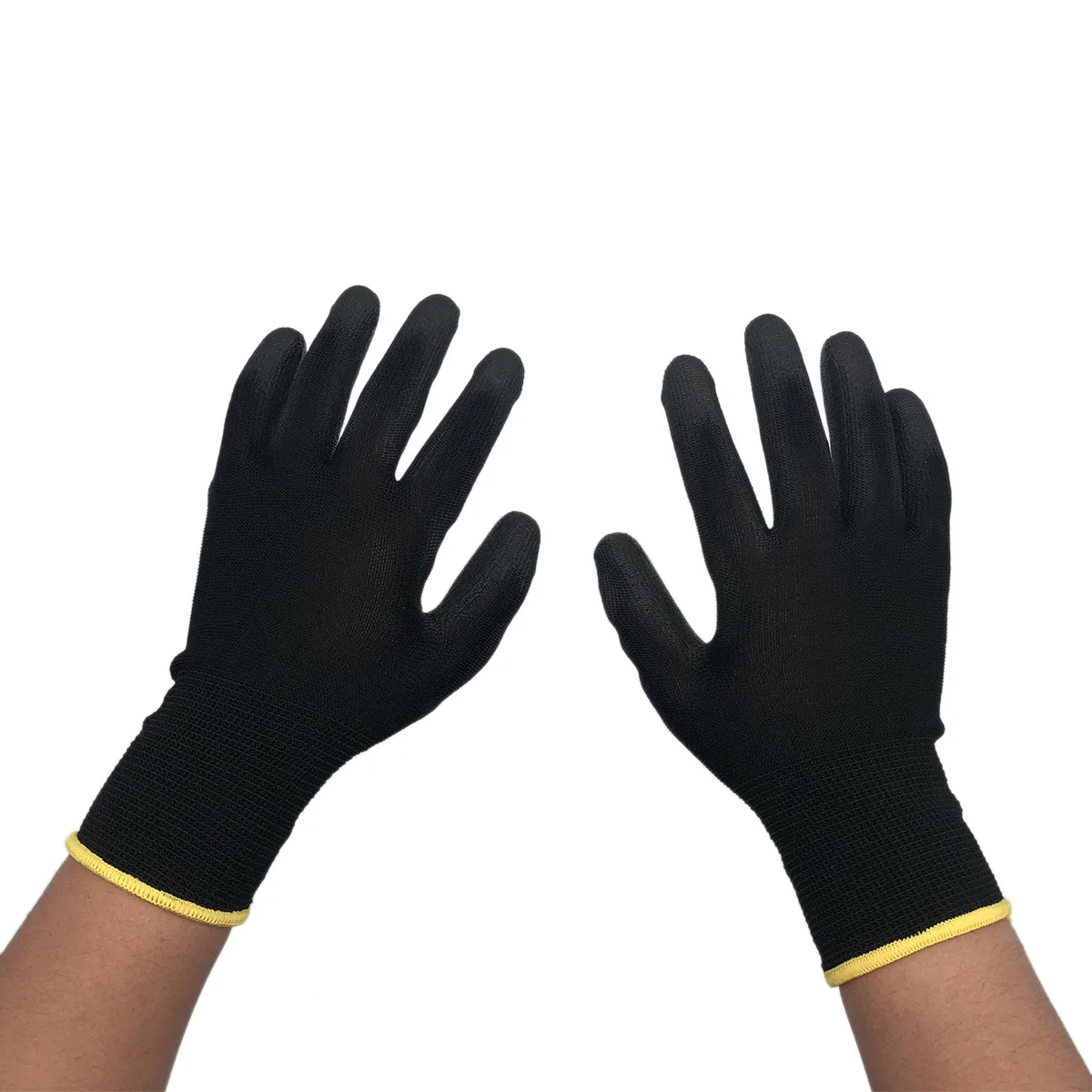 

Nylon Gloves Work Gloves with PU Leather Coated Grip on Palm & Fingers for Electronic Industry, Workshop