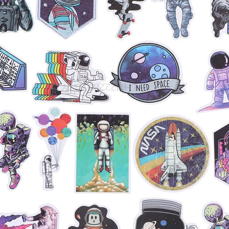 

50PCS Outer Space Sticker UFO Alien Computer Stickers Astronaut Rocket