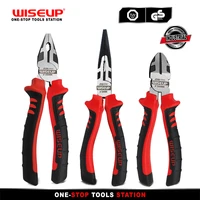 wiseup 3pcs 6%e2%80%9d 7%e2%80%9d 8%e2%80%9d industrial grade steel wire cutter set universal long nose nippers diagonal construction pliers hand tool